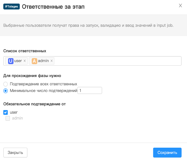 Ответственные за этап